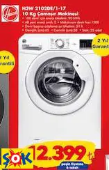 HOOVER H3W 2102DE/1-17 10 KG ÇAMAŞIR MAKİNESİ